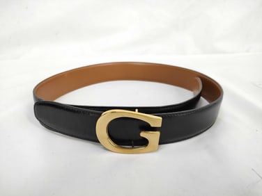 Gucci Black Leather Belt w/Gold Hardware