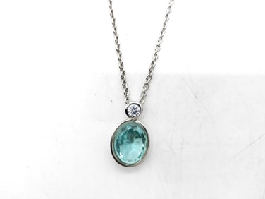 Baccarat Croisee Necklace Aquamarine-Blue Crystal Sterling Silver 16"