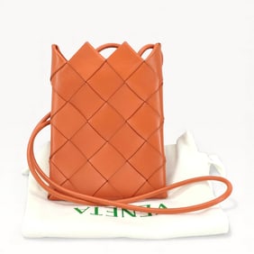 Botega Venetta Intrecciato Leather Mini Shoulder Bag in Orange