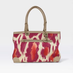 Christian Dior Leather & Printed Canvas Tote by John Galliano Spring 2007