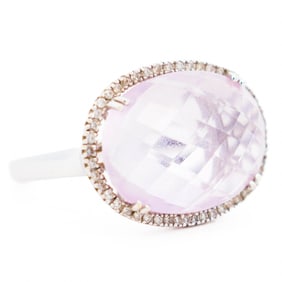 18KWG 10.96ct Lavender Amethyst & Diamond Cocktail Ring, Size 6.25