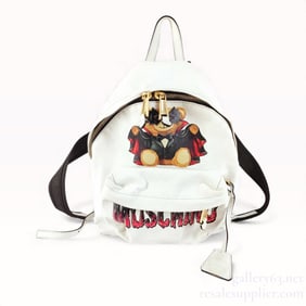 Moschino Leather White Backpack Teddy Bear