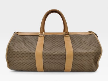 Vintage Gucci brown monogram canvas duffle bag 55cm with lock & keys