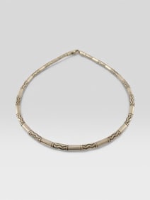 Tiffany & Co. Sterling Silver Aztec Etched Zigzag Necklace Rare Made in Germany