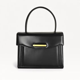 Givenchy Logo Plate Top Handle handbag in black leather