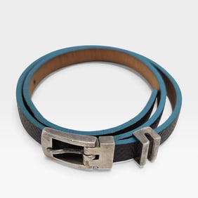 Paul Smith 925 Sterling Silver Buckle Leather Bracelet