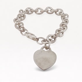 Tiffany and Co. Return to Tiffany Heart 925 Sterling Silver Chain Tag Bracelet