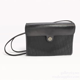 Vintage Dior Trotter Black Leather & Canvas Messenger Bag