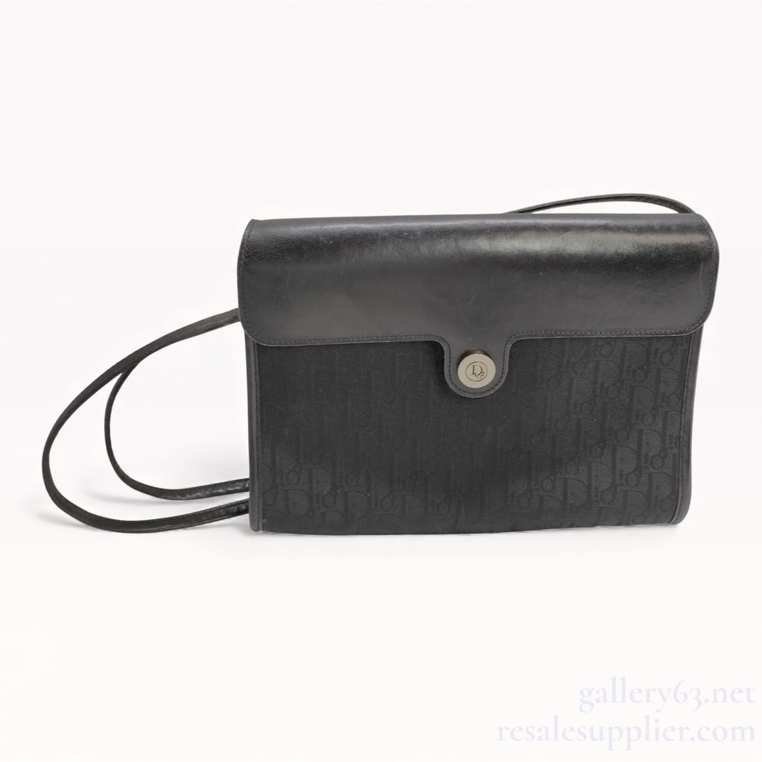 Vintage Dior Trotter Black Leather & Canvas Messenger Bag (1 of 10)