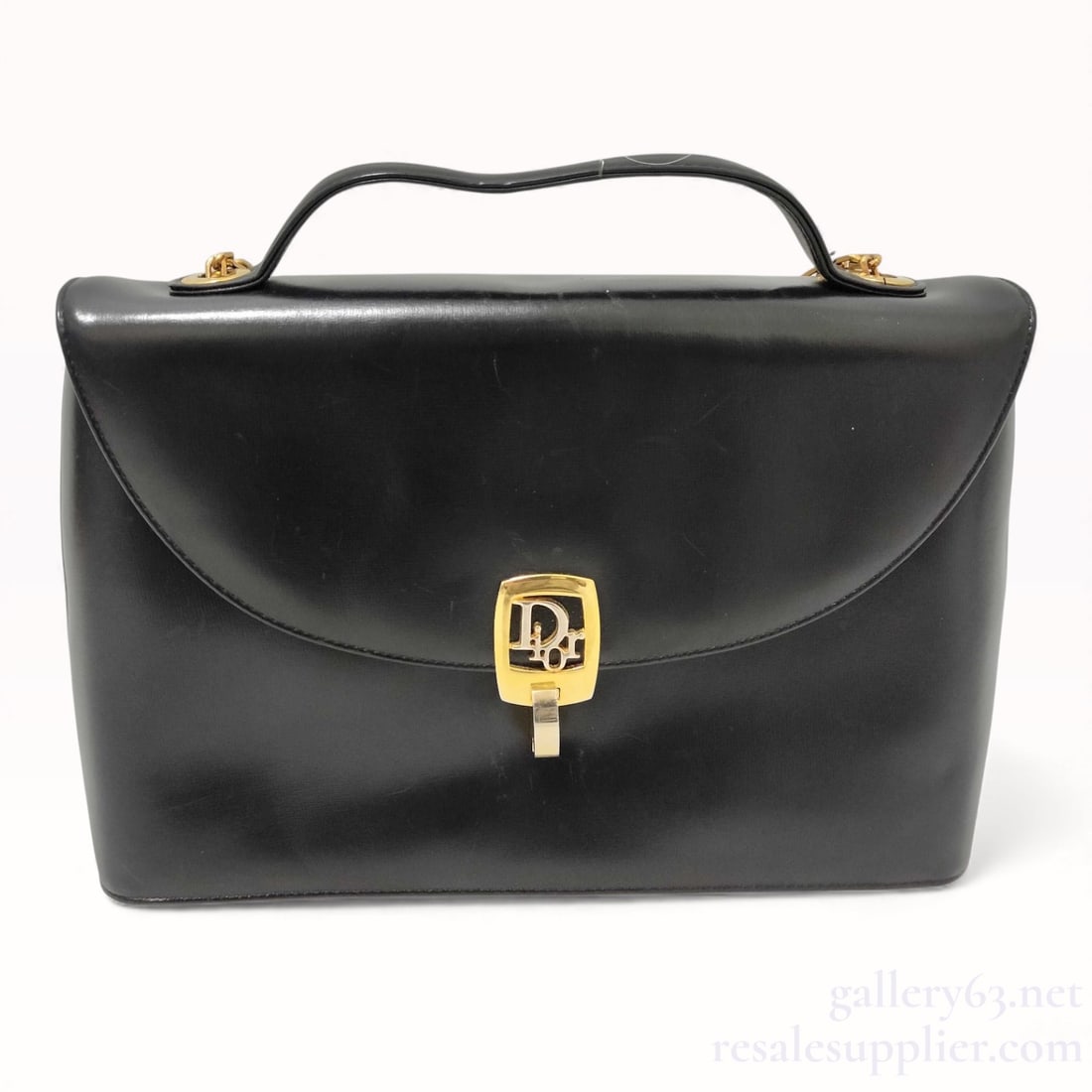 Vintage Dior Black Leather 2-Way Shoulder Bag (1 of 10)
