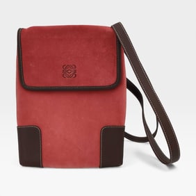 Vintage Loewe Suede Crossbody Dusty Pink Colorblock