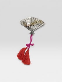 Mikimoto Sterling Silver Fan Brooch with 6.5mm Pearl