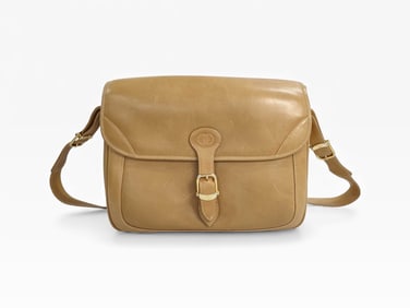 Vintage Gucci saddle-style crossbody bag in tan leather