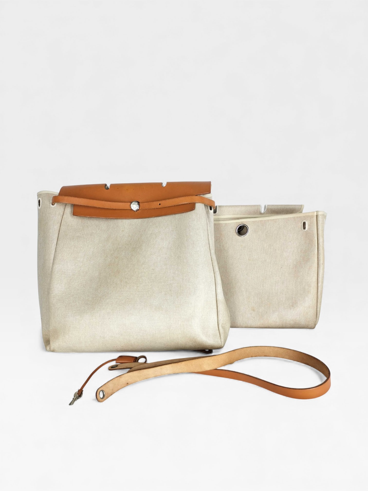 Hermès Herbag MM in toile canvas and Vache Hunter leather 40cm (1 of 10)