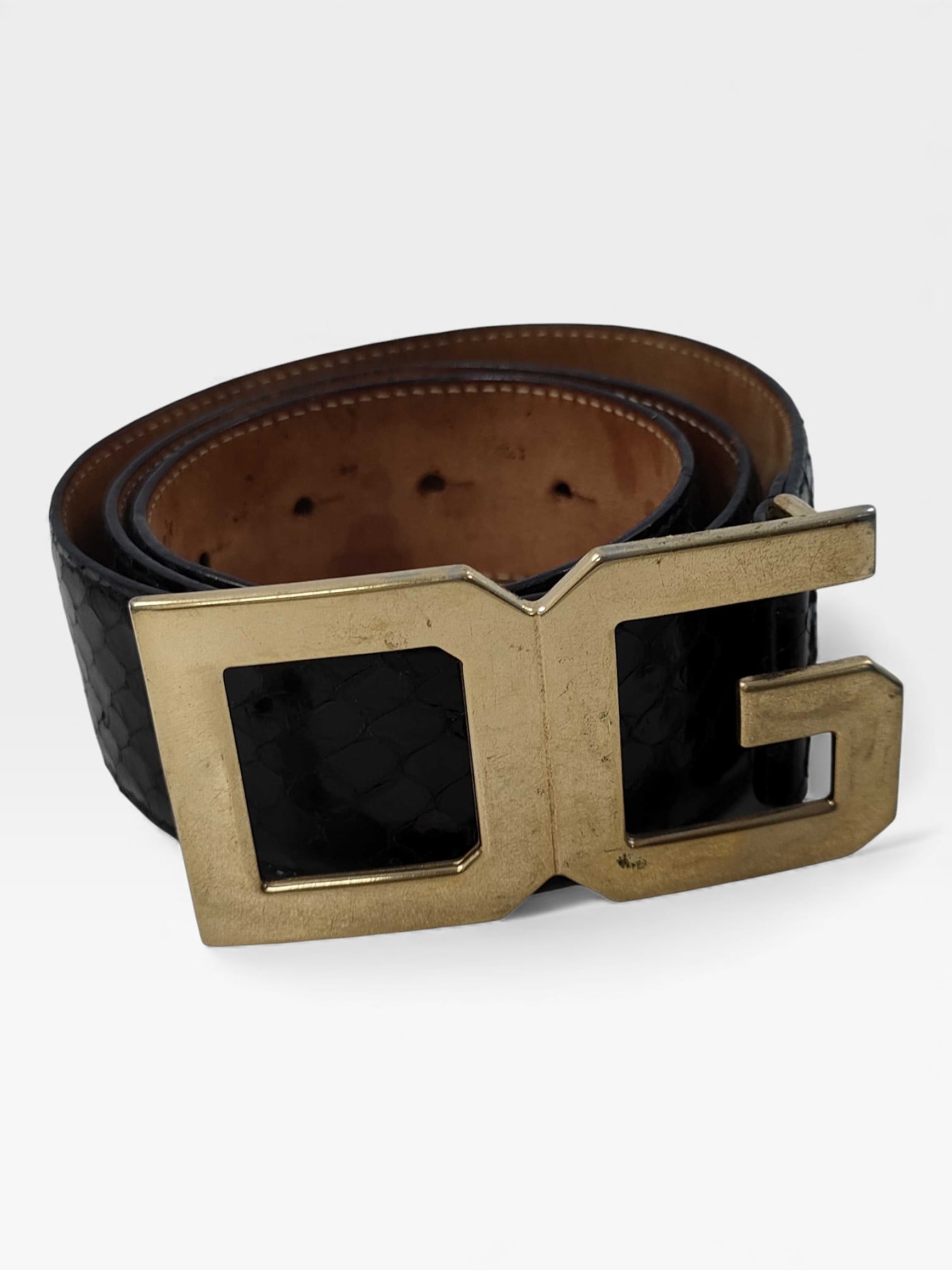 DOLCE & GABBANA Python Leather DG Logo Belt 32" (1 of 7)