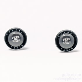 Chanel 98P Black Resin Clip-On Earrings 1998 Spring Chanel