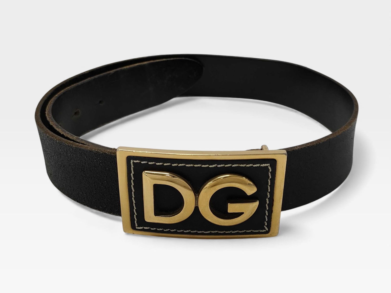 Dolce & Gabbana Black Leather Belt with DG Plate Buckle 34" 85cm (1 of 8)