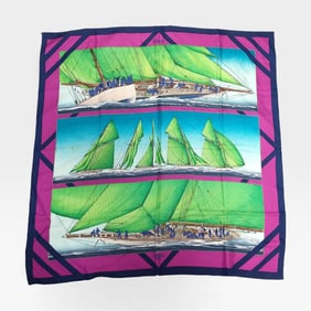 Hermès Rafales Sailing Silk Scarf by Yannick Manier 90cm