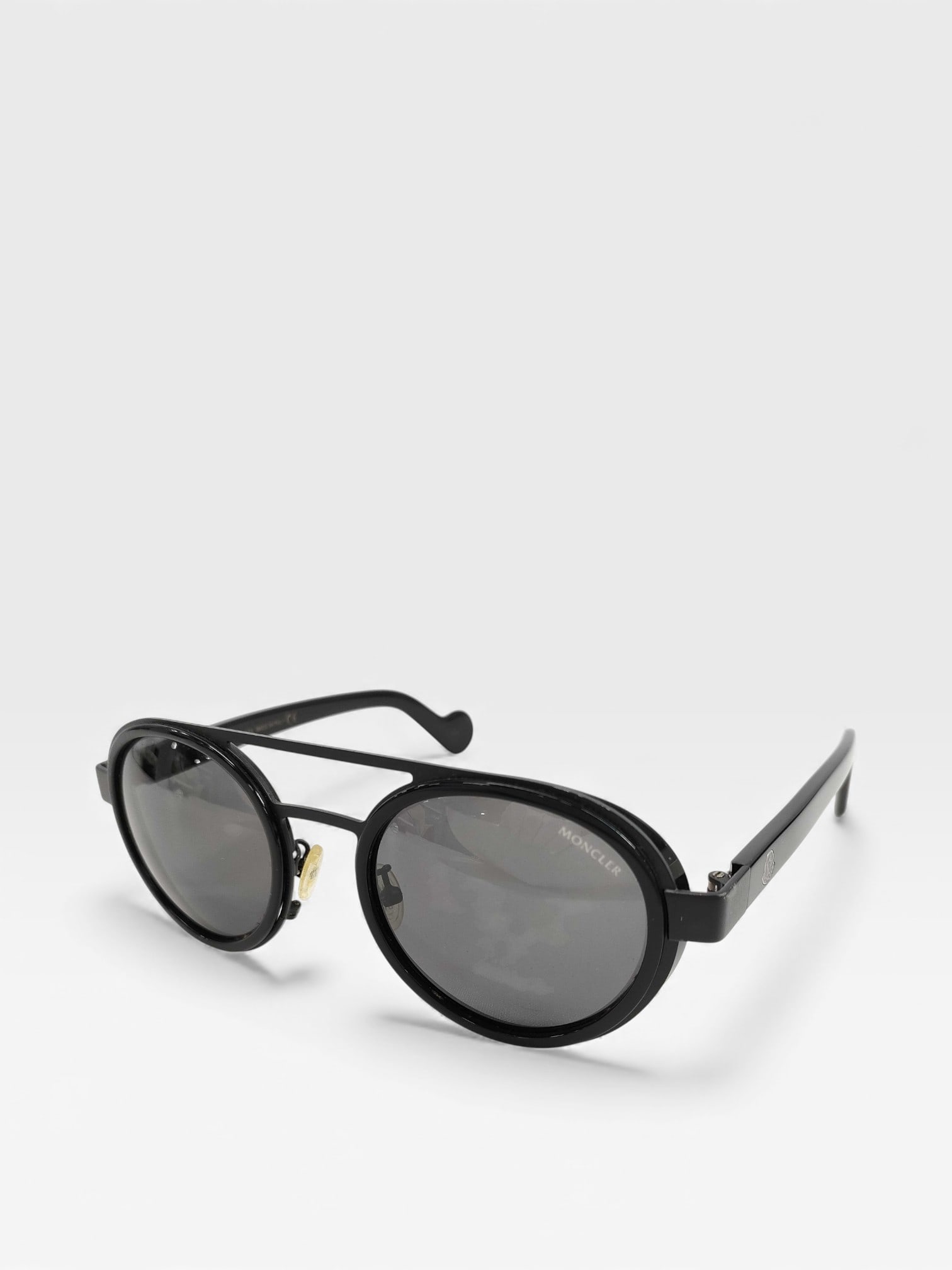 Moncler Black Lacquer Sunglasses with Case and Box: Moncler Black lacquer ML 0031-K 01A 53 21 Sunglasses with Hard Case and original box and literature.