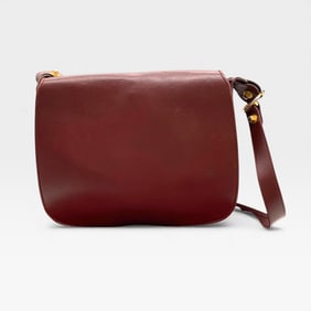 Vintage Cartier Shoulder Bag with Front Flap and Storage Bag