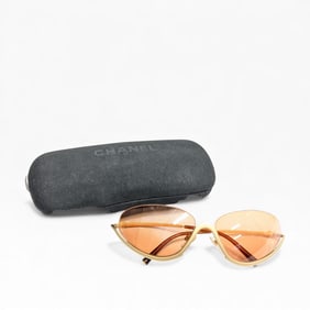Pair of Vintage Chanel Sunglasses, Gold-tone frame & Orange tinted lenses