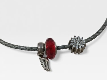 Pandora Braided Necklace with Charms