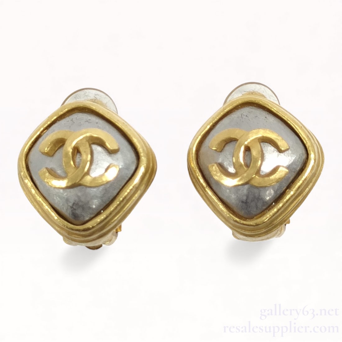 Chanel 1997 Autumn Gold Plated & Silver Tone Clip-On Earrings with box (1 of 9)