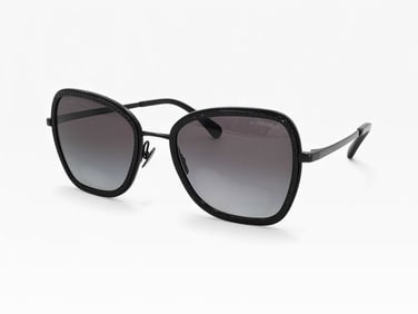 Chanel Sequin Trim Square Frame Metal Sunglasses Excellent Condition