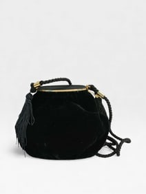 Gucci Black Velour Drawstring Shoulder Bag