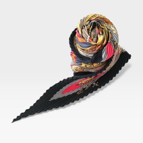 Hermès Pleated "La Ronde des Heures" Scarf with Box and Tag