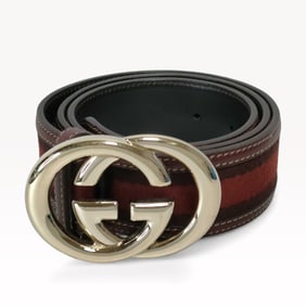 Gucci Interlocking GG Leather& Canvas Belt size 85 - fits a 32-34" waist