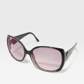 Bulgari Plastic Rhinestone Pattern Black x Purple Sunglasses