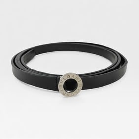 BVLGARI Leather Belt with Steel Logo Belt buckle