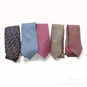 Hermès Silk Tie 5-Piece Set Authentic