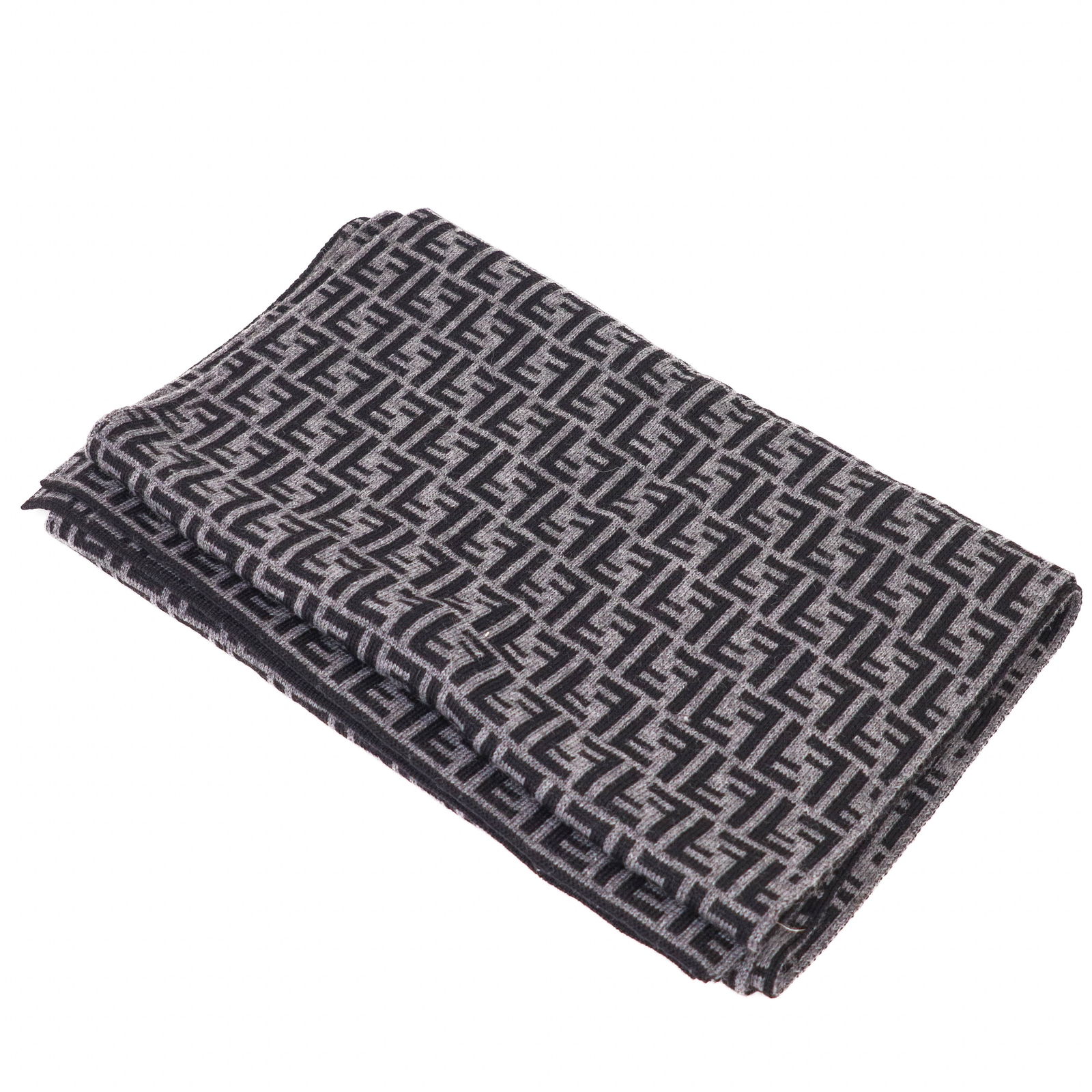 Fendi Logo Scarf Black & Grey Cashmere 60"/150cm (1 of 4)