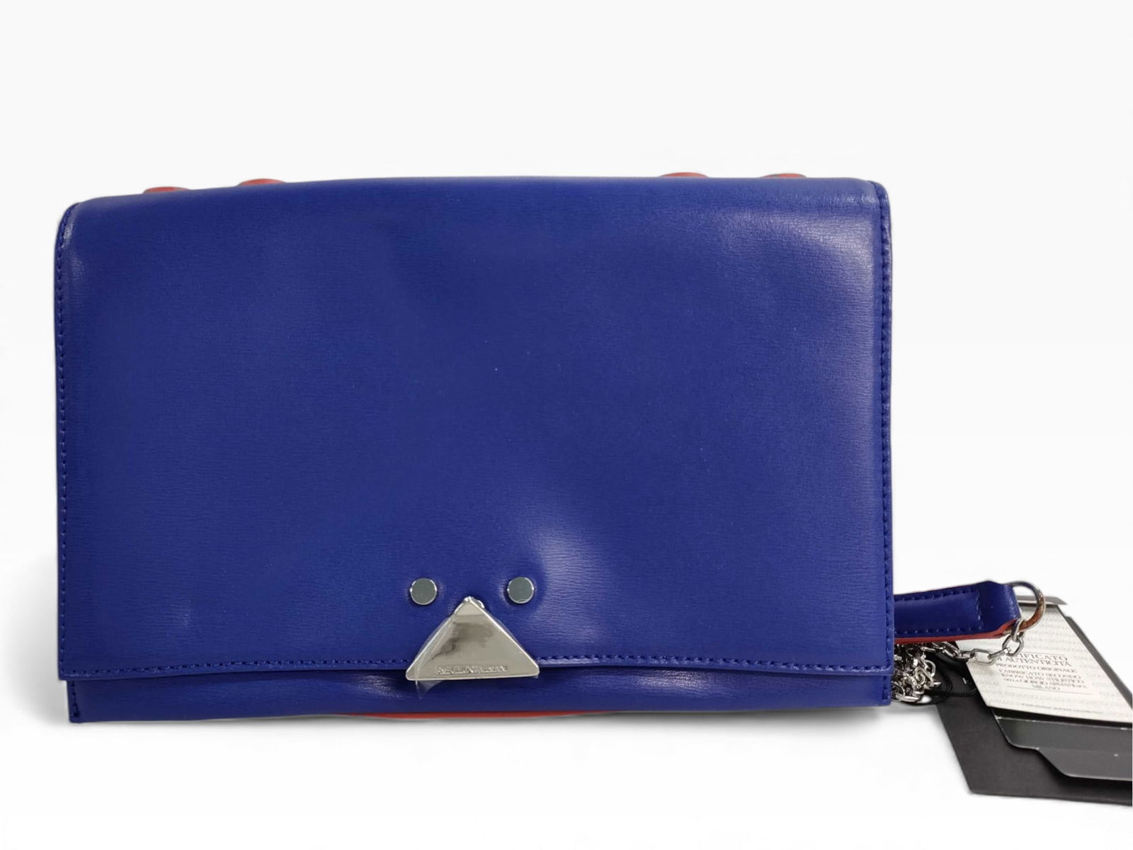 New with Tags Emporio Armani blue and red leather flap chain shoulder bag (1 of 10)