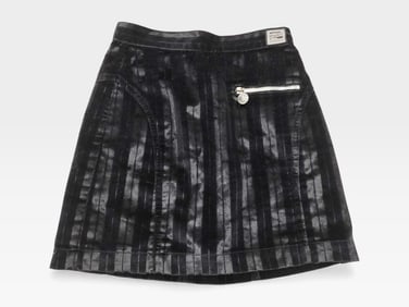 Versace Black Velour Mini Skirt with Medusa Hardware