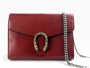 Gucci Dionysus Red Leather Chain Shoulder Bag