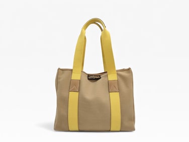 Salvatore Ferragamo Yellow Canvas Tote Bag in Excellent Condition