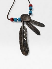 Native American Silver Feather Necklace