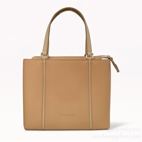 Burberry Tanned Leather Check Handbag with Box