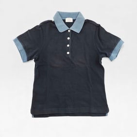 Hermès Sellier Button Polo Shirt M Black and Blue