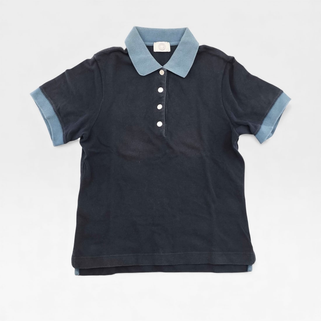 Hermès Sellier Button Polo Shirt M Black and Blue (1 of 10)
