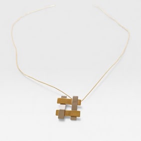 Chloé White and Yellow Gold EP Box Check Necklace