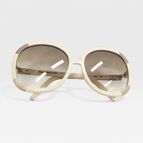 Chloé White and Silver Oversized Sunglasses