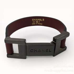 Chanel Leather Bracelet With Dark Silver-Tone Hardware