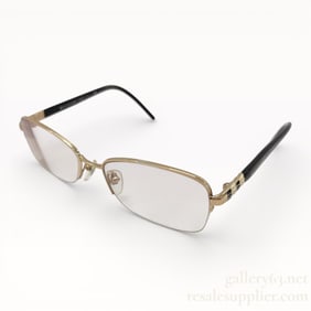 BVLGARI Half-Rim Square Sunglasses Gold-Tone and Black