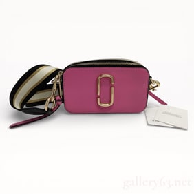 Marc Jacobs The Snapshot Pink Brown Leather Shoulder Bag