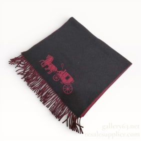 Coach Women's Oversized Bicolor Horse and Carriage Shawl Purple x Pink 160cm