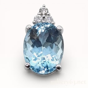 Certified 1.50 Carat Aquamarine and Diamond Pendant in Platinum